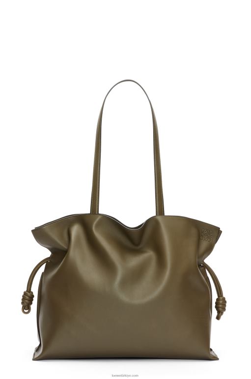 Loewe Nappa dana derisinden xl flamenko çantası 02600360 kadınlar koyu haki yeşil