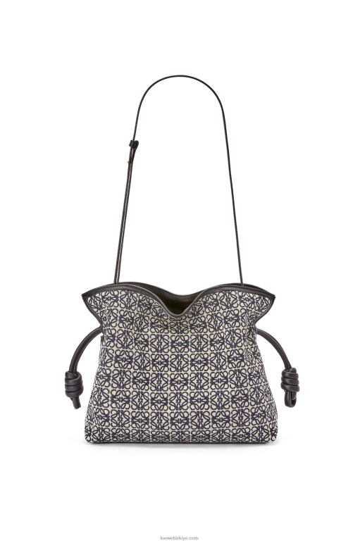 Loewe anagram jakarlı ve dana derisinden flamenko debriyajı 02600543 kadınlar lacivert/siyah