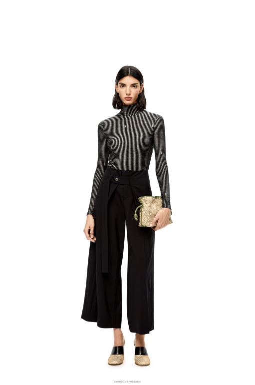 Loewe anagram jakarlı ve dana derisinden mini flamenko debriyajı 02600291 kadınlar yeşil/avokado yeşili