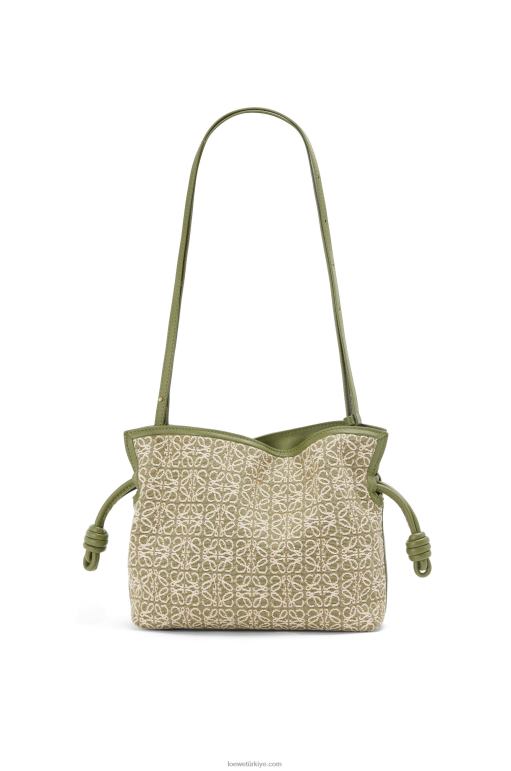 Loewe anagram jakarlı ve dana derisinden mini flamenko debriyajı 02600291 kadınlar yeşil/avokado yeşili