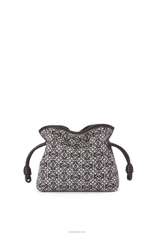 Loewe anagram jakarlı ve dana derisinden mini flamenko debriyajı 02600292 kadınlar lacivert/siyah