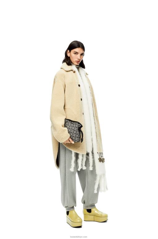 Loewe anagram jakarlı ve dana derisinden mini flamenko debriyajı 02600292 kadınlar lacivert/siyah