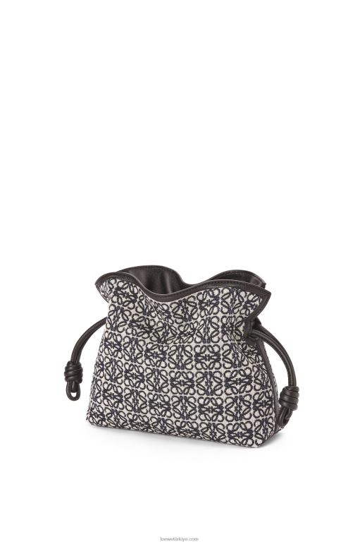 Loewe anagram jakarlı ve dana derisinden mini flamenko debriyajı 02600292 kadınlar lacivert/siyah