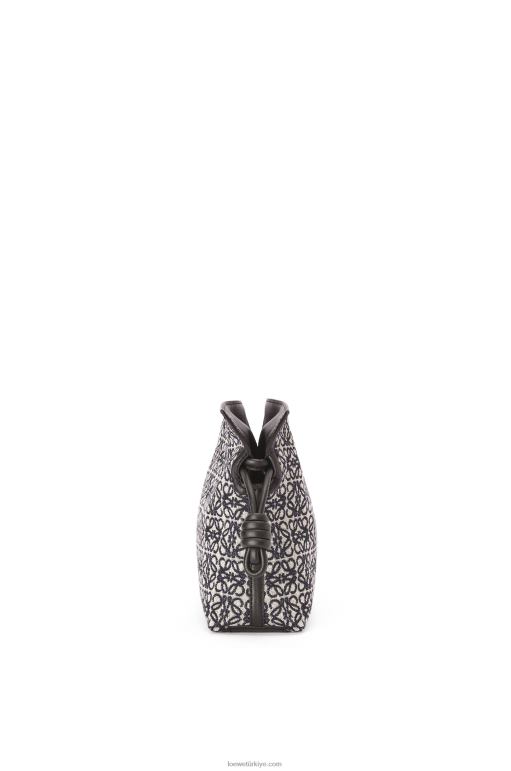 Loewe anagram jakarlı ve dana derisinden mini flamenko debriyajı 02600292 kadınlar lacivert/siyah