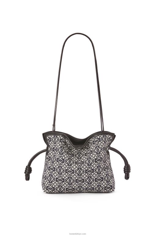 Loewe anagram jakarlı ve dana derisinden mini flamenko debriyajı 02600292 kadınlar lacivert/siyah