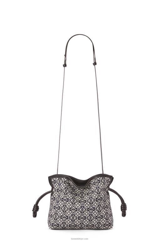 Loewe anagram jakarlı ve dana derisinden mini flamenko debriyajı 02600292 kadınlar lacivert/siyah