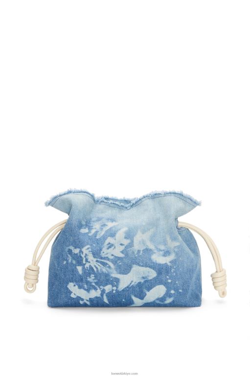 Loewe denimde flamenko debriyajı 02600534 kadınlar açık mavi/fildişi