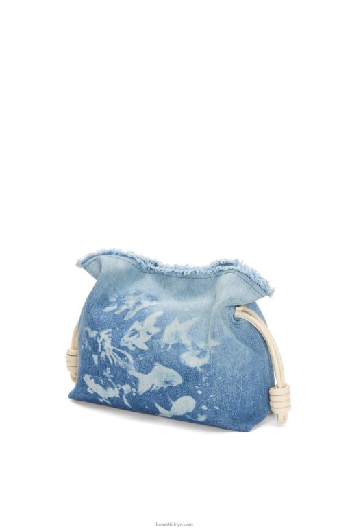 Loewe denimde flamenko debriyajı 02600534 kadınlar açık mavi/fildişi