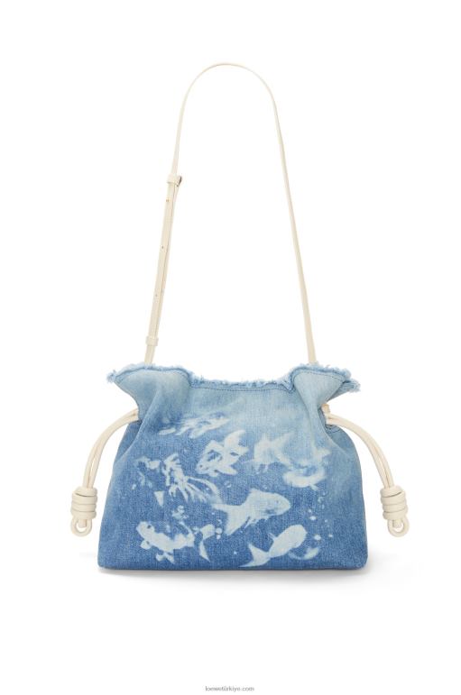 Loewe denimde flamenko debriyajı 02600534 kadınlar açık mavi/fildişi
