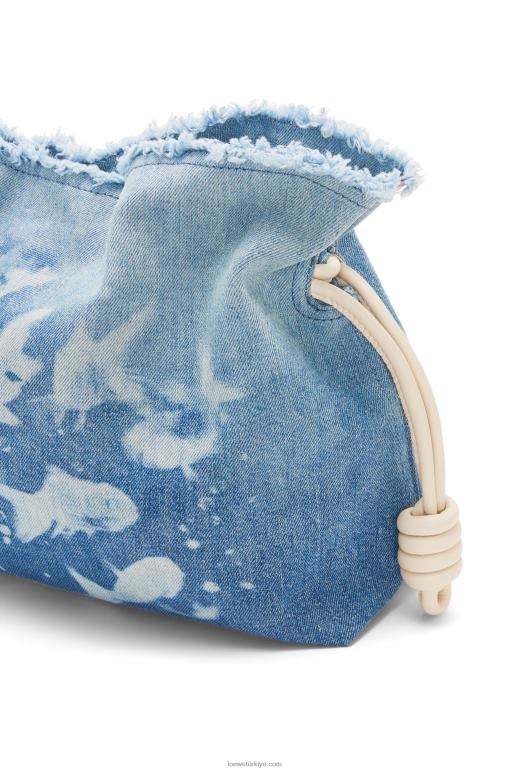 Loewe denimde flamenko debriyajı 02600534 kadınlar açık mavi/fildişi