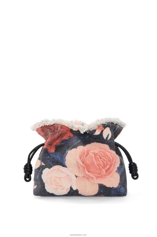 Loewe denimde güllü flamenko debriyajı 02600389 kadınlar siyah