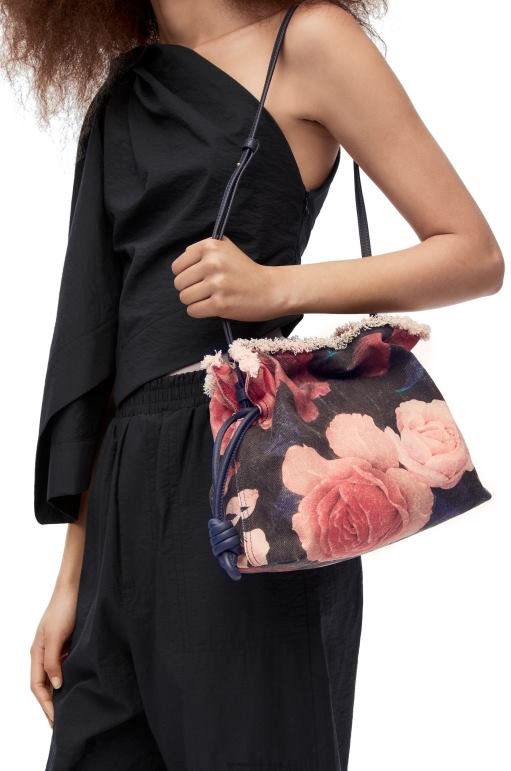 Loewe denimde güllü flamenko debriyajı 02600389 kadınlar siyah