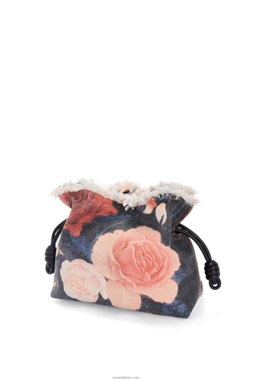 Loewe denimde güllü flamenko debriyajı 02600389 kadınlar siyah
