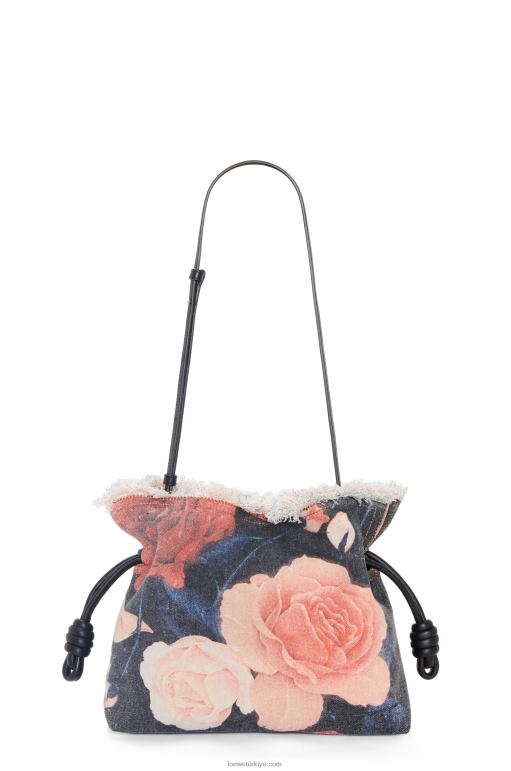Loewe denimde güllü flamenko debriyajı 02600389 kadınlar siyah
