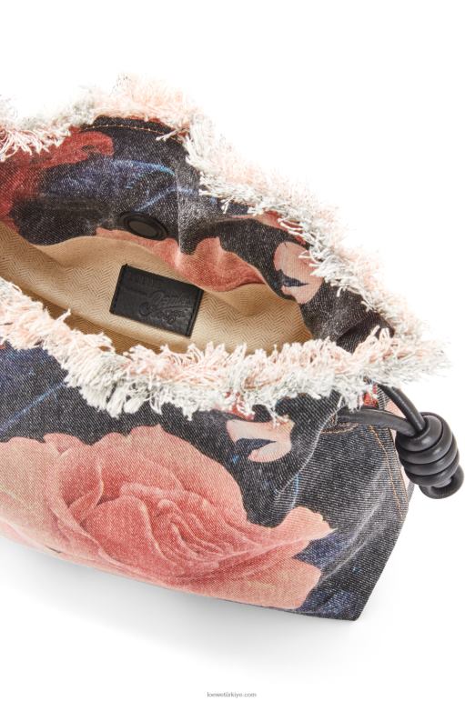 Loewe denimde güllü flamenko debriyajı 02600389 kadınlar siyah