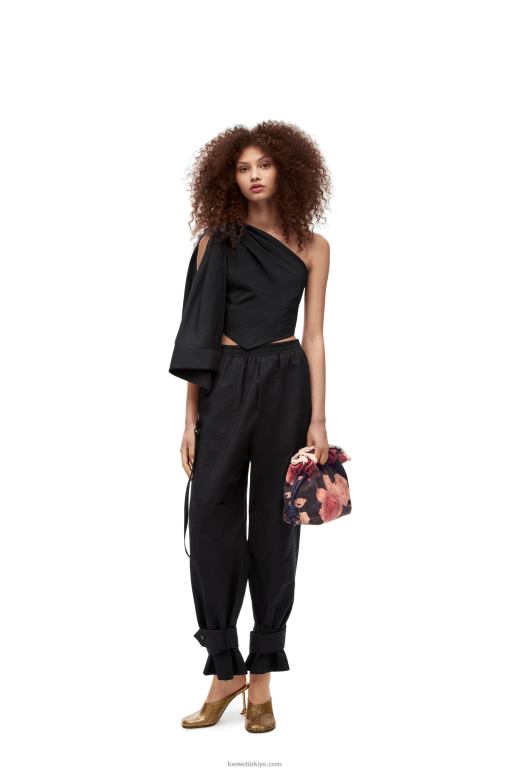 Loewe denimde güllü flamenko debriyajı 02600389 kadınlar siyah