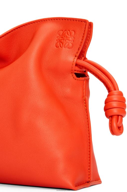 Loewe napa dana derisinden mini flamenko debriyajı 02600320 kadınlar gündoğumu turuncu