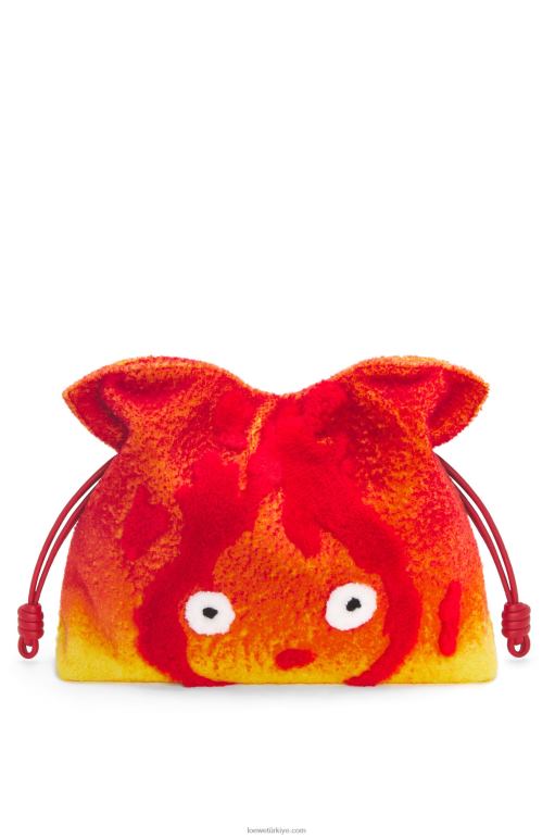 Loewe yünlü calcifer xl flamenco debriyajı 02600444 kadınlar kırmızı