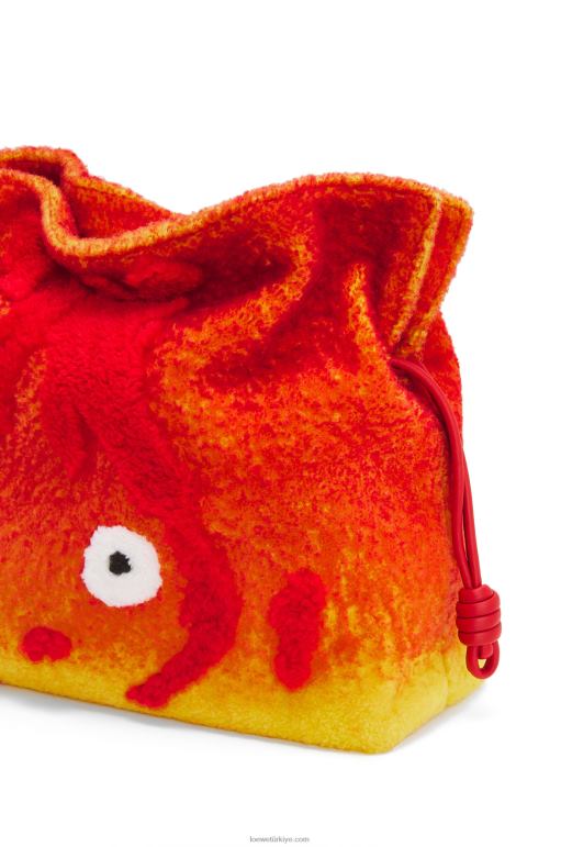 Loewe yünlü calcifer xl flamenco debriyajı 02600444 kadınlar kırmızı
