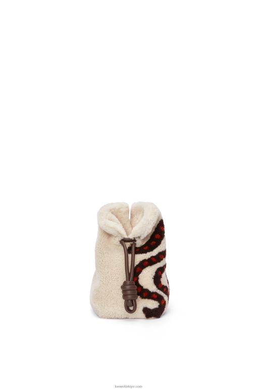 Loewe yünlü dokumada flamenko debriyajı 02600467 kadınlar yumuşak beyaz/çikolata