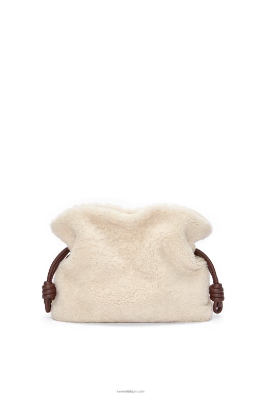 Loewe yünlü dokumada flamenko debriyajı 02600467 kadınlar yumuşak beyaz/çikolata