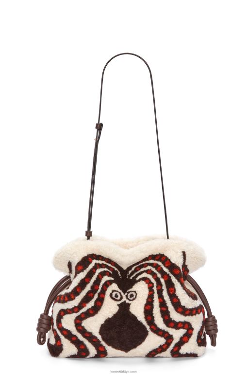 Loewe yünlü dokumada flamenko debriyajı 02600467 kadınlar yumuşak beyaz/çikolata