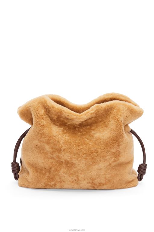 Loewe yünlü xl flamenko debriyajı 02600466 kadınlar bej/çikolata