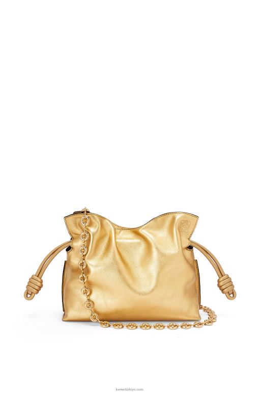Loewe zincirli napa dana derisinden mini flamenko debriyajı 02600333 kadınlar altın