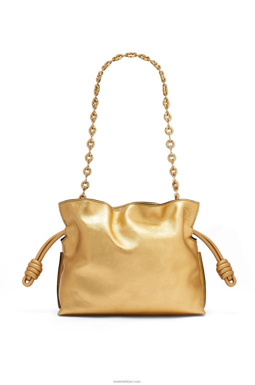 Loewe zincirli napa dana derisinden mini flamenko debriyajı 02600333 kadınlar altın