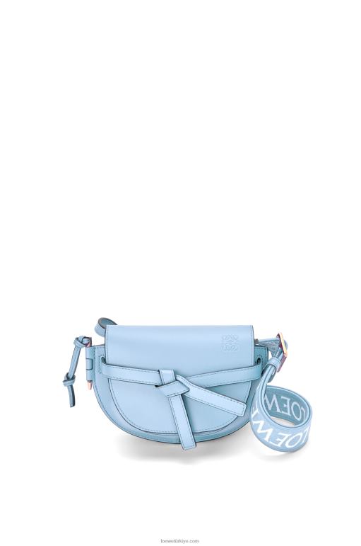 Loewe Yumuşak dana derisi ve jakarlı mini kapı ikili çanta 02600194 kadınlar tozlu mavi