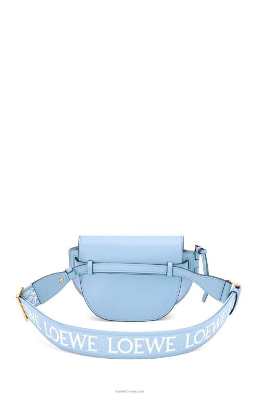 Loewe Yumuşak dana derisi ve jakarlı mini kapı ikili çanta 02600194 kadınlar tozlu mavi