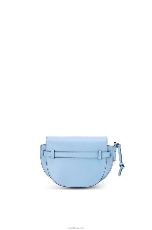 Loewe Yumuşak dana derisi ve jakarlı mini kapı ikili çanta 02600194 kadınlar tozlu mavi