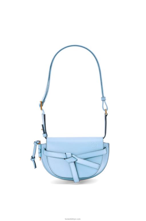 Loewe Yumuşak dana derisi ve jakarlı mini kapı ikili çanta 02600194 kadınlar tozlu mavi