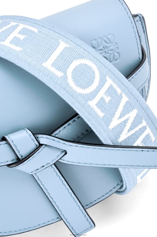 Loewe Yumuşak dana derisi ve jakarlı mini kapı ikili çanta 02600194 kadınlar tozlu mavi