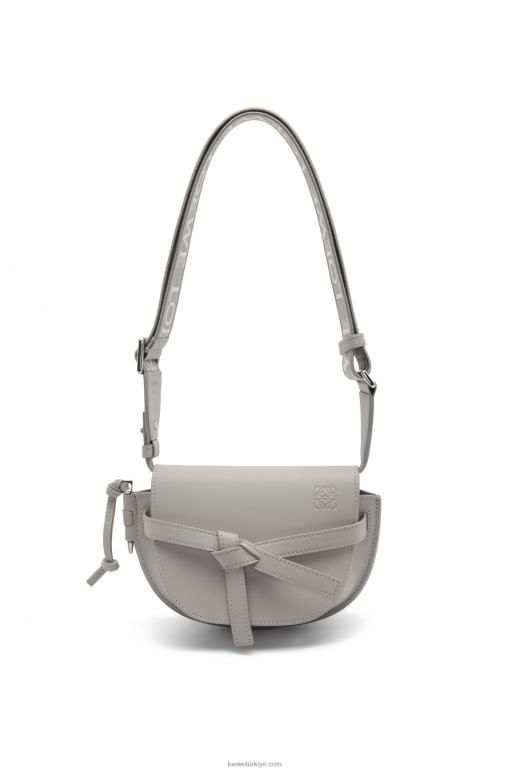 Loewe Yumuşak dana derisi ve jakarlı mini kapı ikili çanta 02600195 kadınlar inci grisi