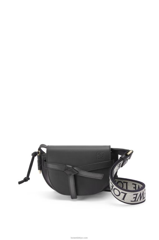 Loewe Yumuşak dana derisi ve jakarlı mini kapı ikili çanta 02600197 kadınlar siyah