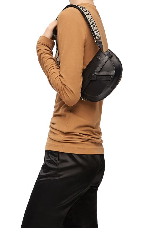 Loewe Yumuşak dana derisi ve jakarlı mini kapı ikili çanta 02600197 kadınlar siyah