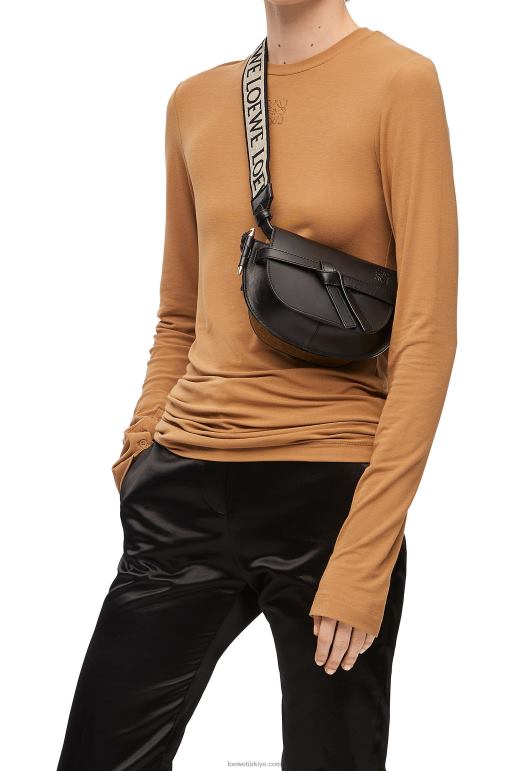 Loewe Yumuşak dana derisi ve jakarlı mini kapı ikili çanta 02600197 kadınlar siyah