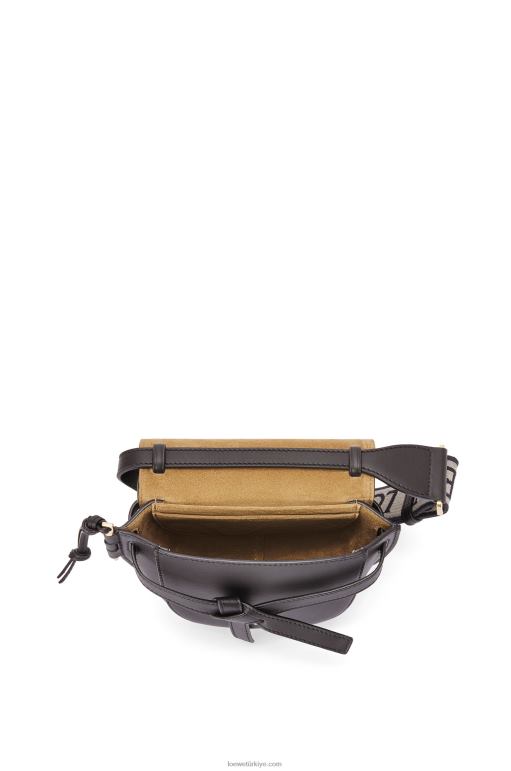 Loewe Yumuşak dana derisi ve jakarlı mini kapı ikili çanta 02600197 kadınlar siyah