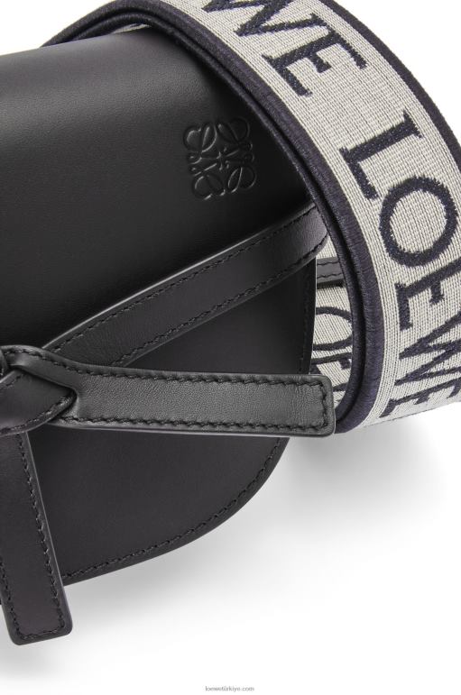 Loewe Yumuşak dana derisi ve jakarlı mini kapı ikili çanta 02600197 kadınlar siyah