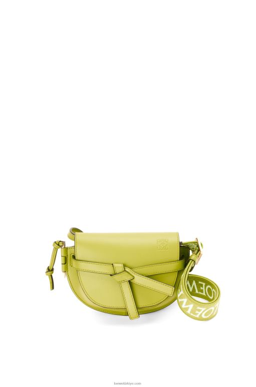 Loewe Yumuşak dana derisi ve jakarlı mini kapı ikili çanta 02600210 kadınlar limon sarısı