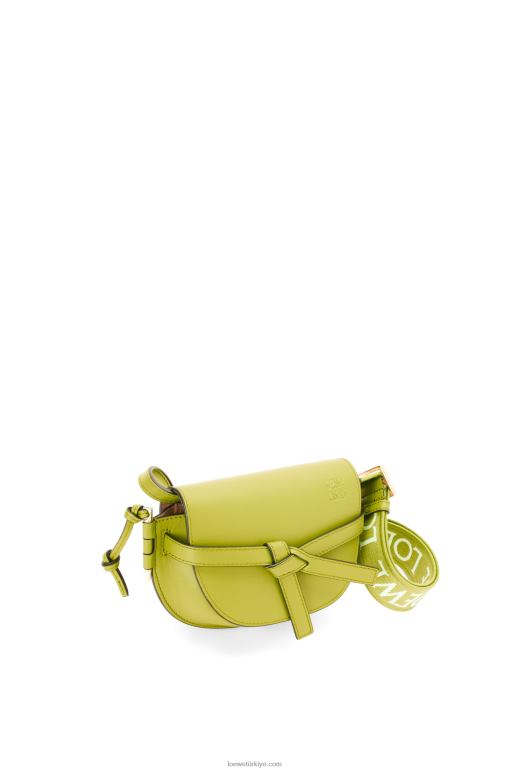 Loewe Yumuşak dana derisi ve jakarlı mini kapı ikili çanta 02600210 kadınlar limon sarısı