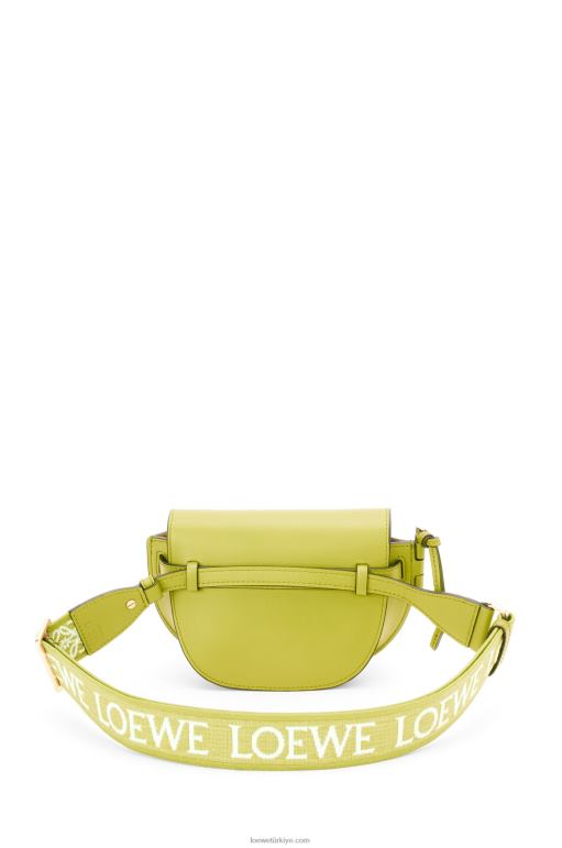 Loewe Yumuşak dana derisi ve jakarlı mini kapı ikili çanta 02600210 kadınlar limon sarısı