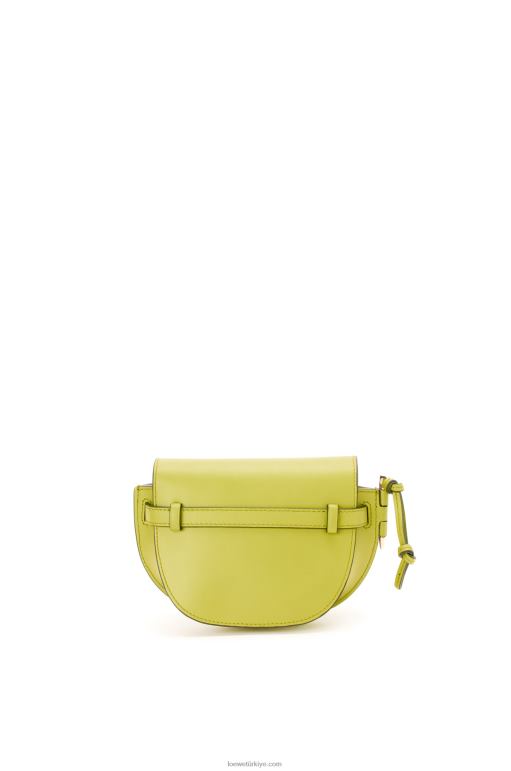 Loewe Yumuşak dana derisi ve jakarlı mini kapı ikili çanta 02600210 kadınlar limon sarısı