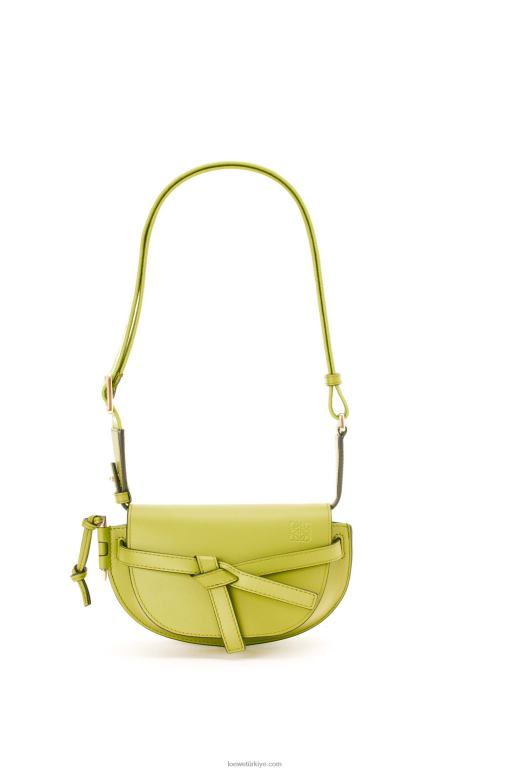 Loewe Yumuşak dana derisi ve jakarlı mini kapı ikili çanta 02600210 kadınlar limon sarısı