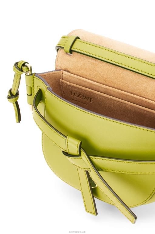 Loewe Yumuşak dana derisi ve jakarlı mini kapı ikili çanta 02600210 kadınlar limon sarısı