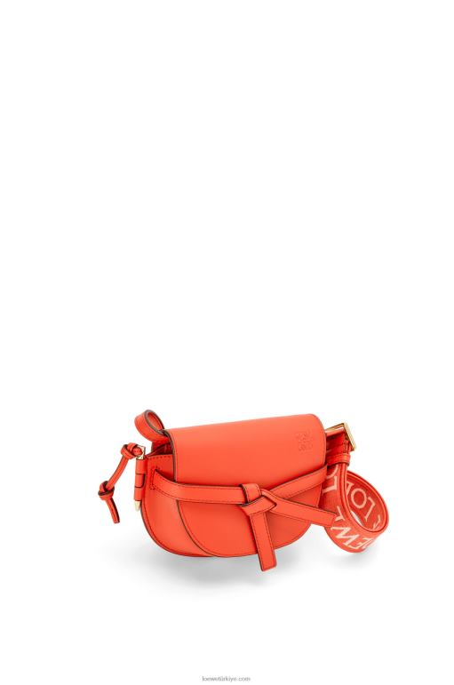 Loewe Yumuşak dana derisi ve jakarlı mini kapı ikili çanta 02600212 kadınlar gündoğumu turuncu