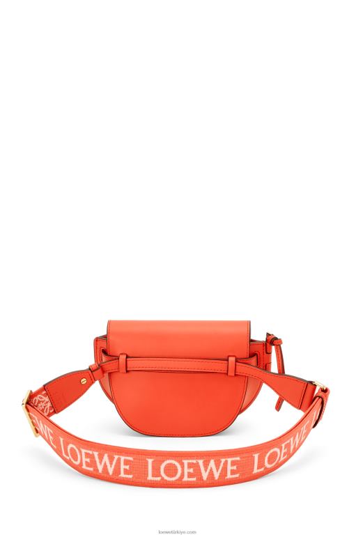 Loewe Yumuşak dana derisi ve jakarlı mini kapı ikili çanta 02600212 kadınlar gündoğumu turuncu