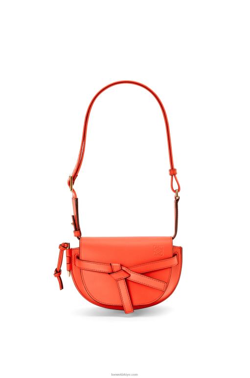 Loewe Yumuşak dana derisi ve jakarlı mini kapı ikili çanta 02600212 kadınlar gündoğumu turuncu