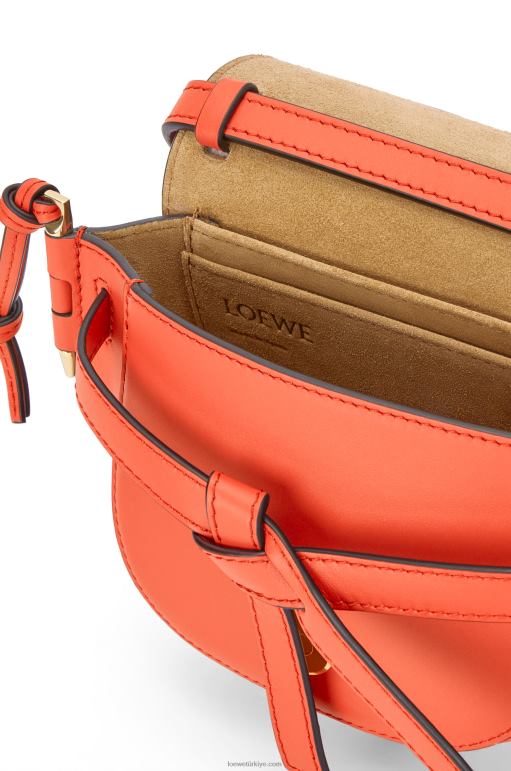 Loewe Yumuşak dana derisi ve jakarlı mini kapı ikili çanta 02600212 kadınlar gündoğumu turuncu